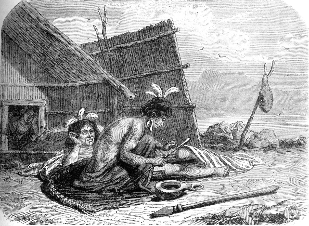 Maoripäällikön tatuointi, c1880 tekijältä Unbekannt