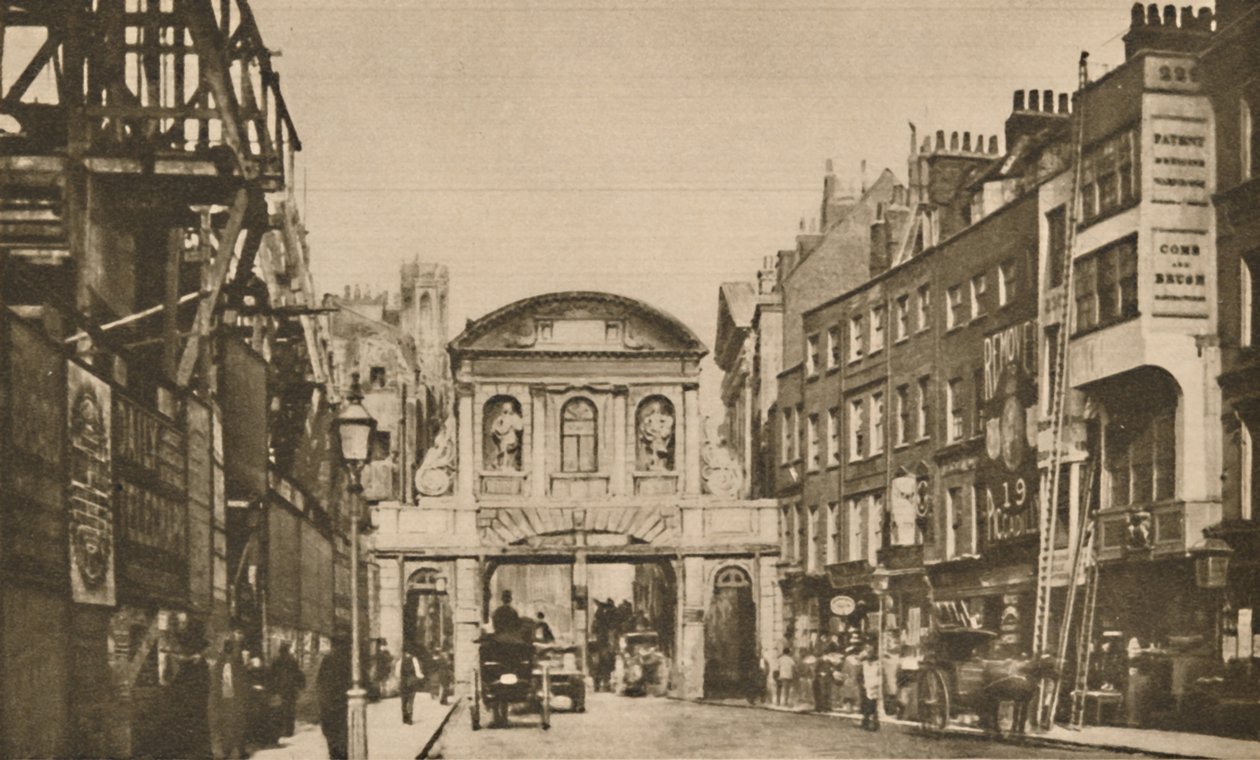 Temple Bar: Kaupungin raja Strandissa vuonna 1878, n. 1935. tekijältä Unbekannt