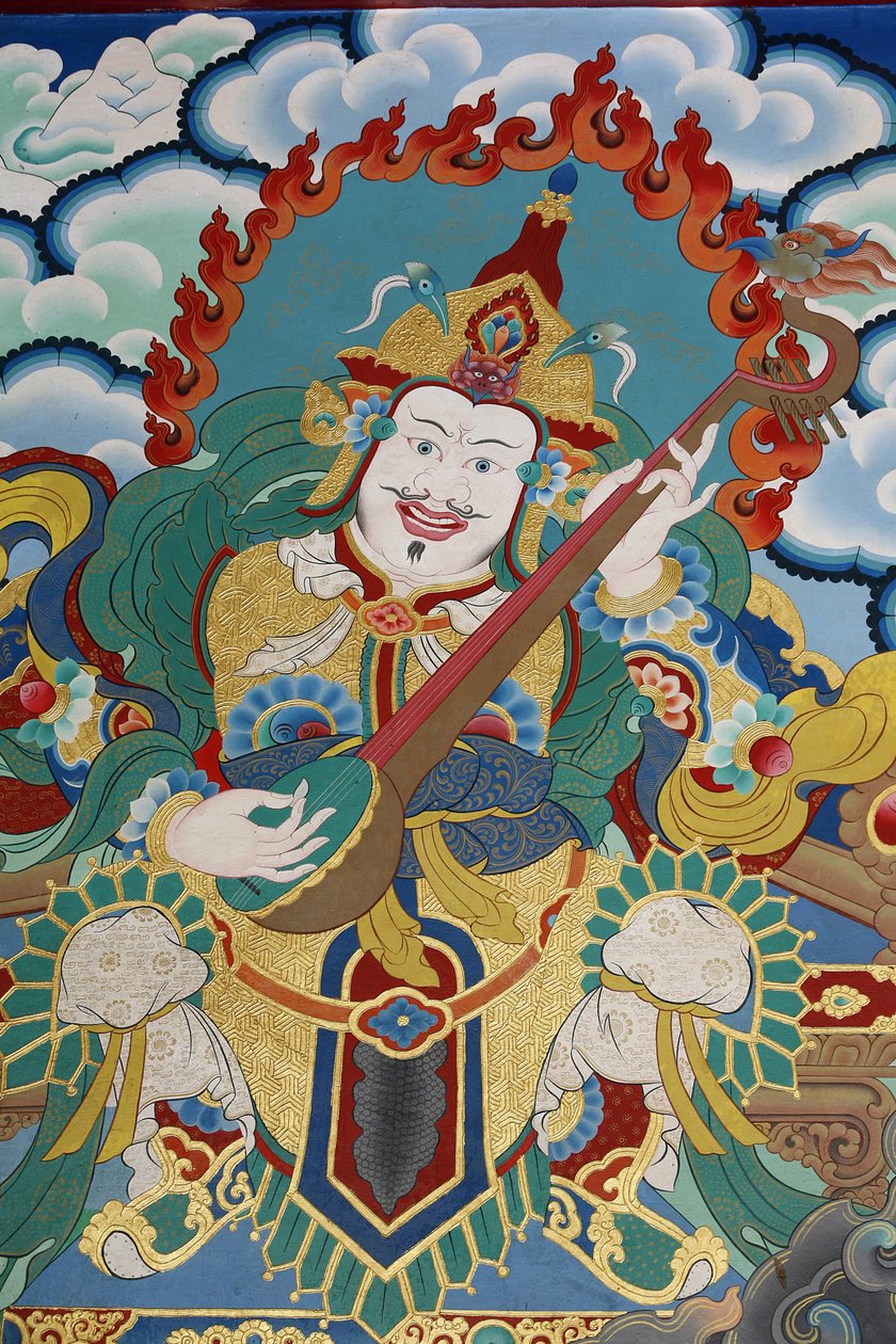 Temppelivartija vartioi itää ja kevättä, nimeltään Dhritarashtra. Kopanin luostari, Kathmandu, Nepal tekijältä Unbekannt