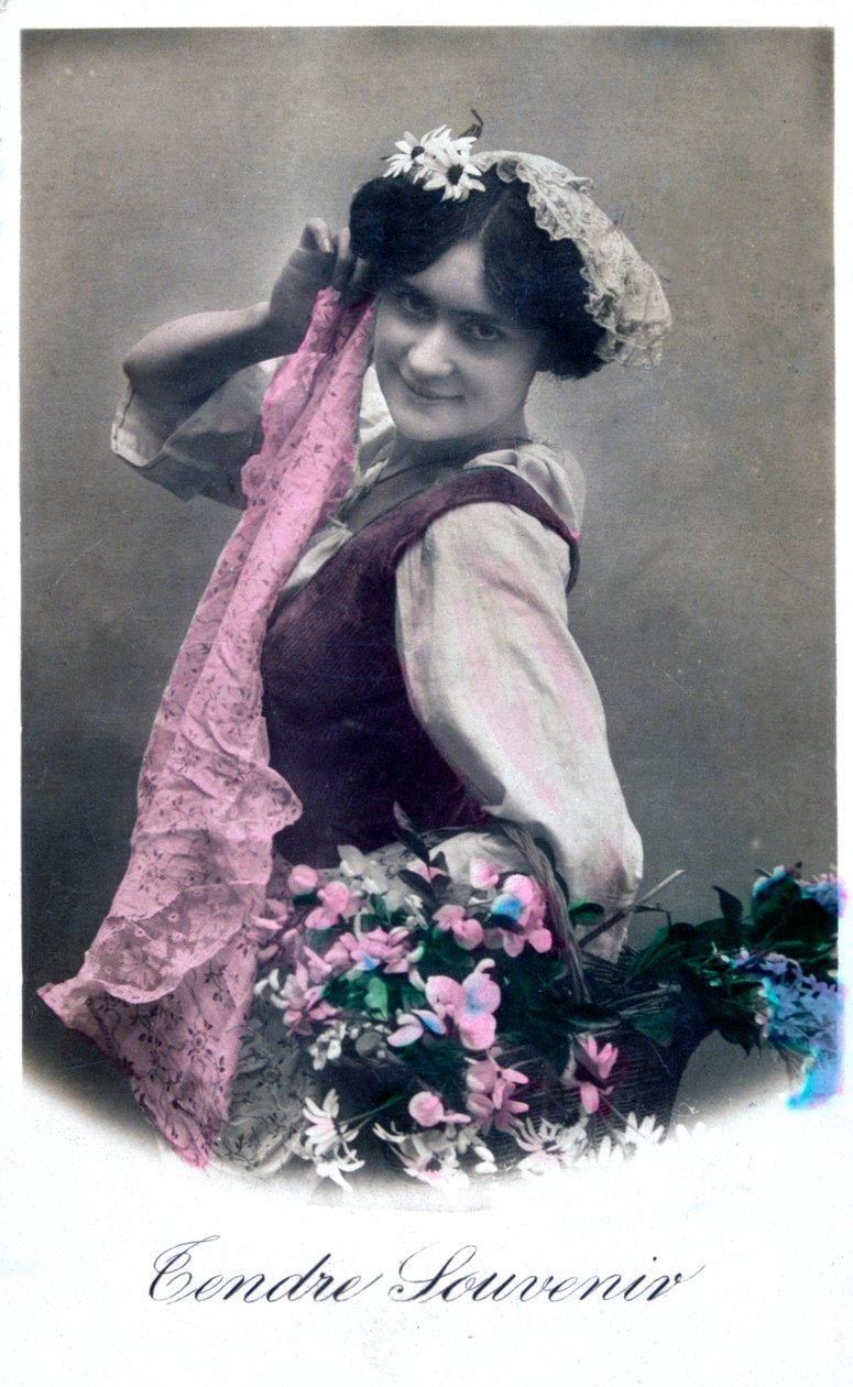 Tendre Souvenir, ranskalainen postikortti, c1900 tekijältä Unbekannt