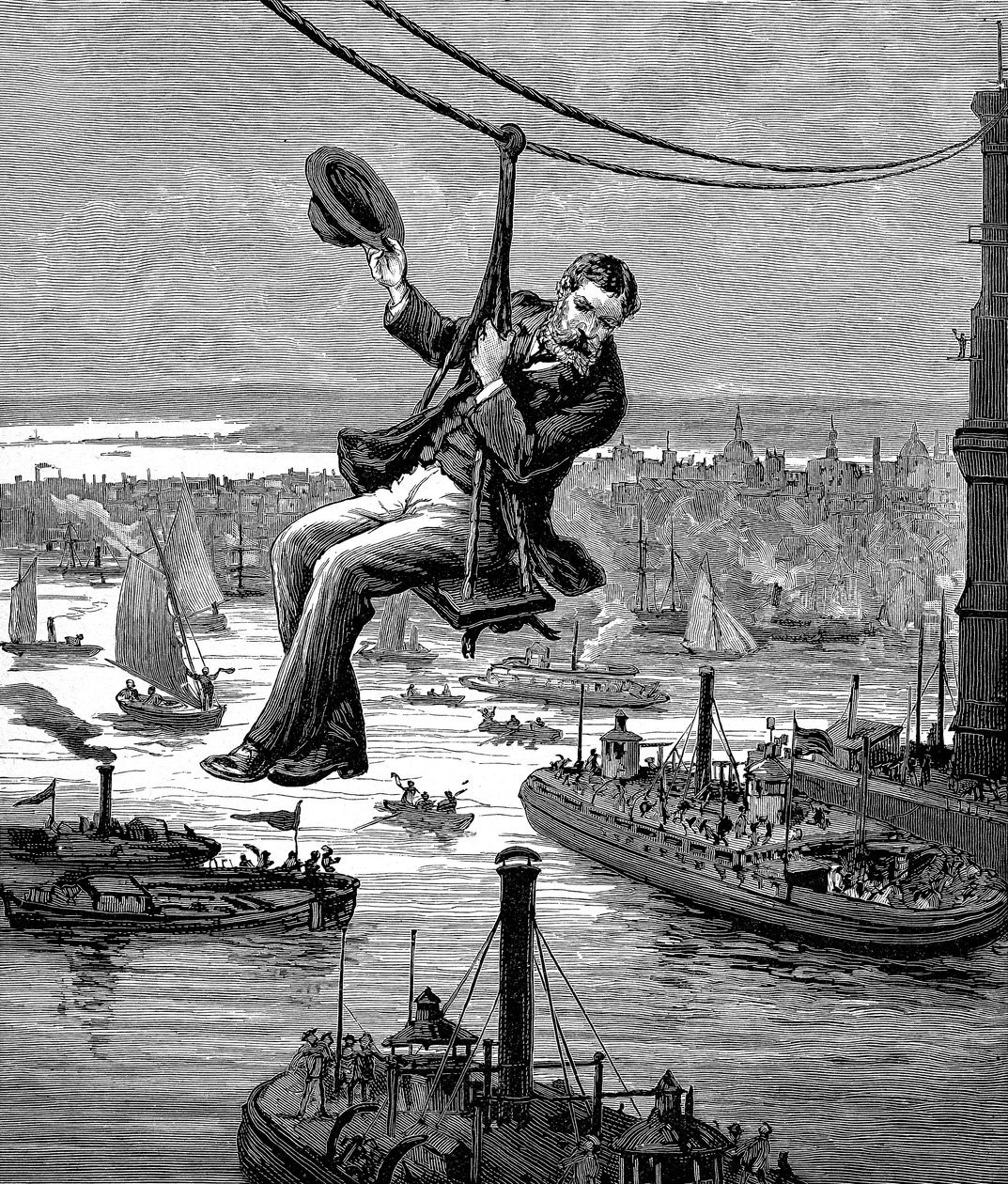 Kaapeleiden testaus Brooklyn Bridgellä, c1900 tekijältä Unbekannt