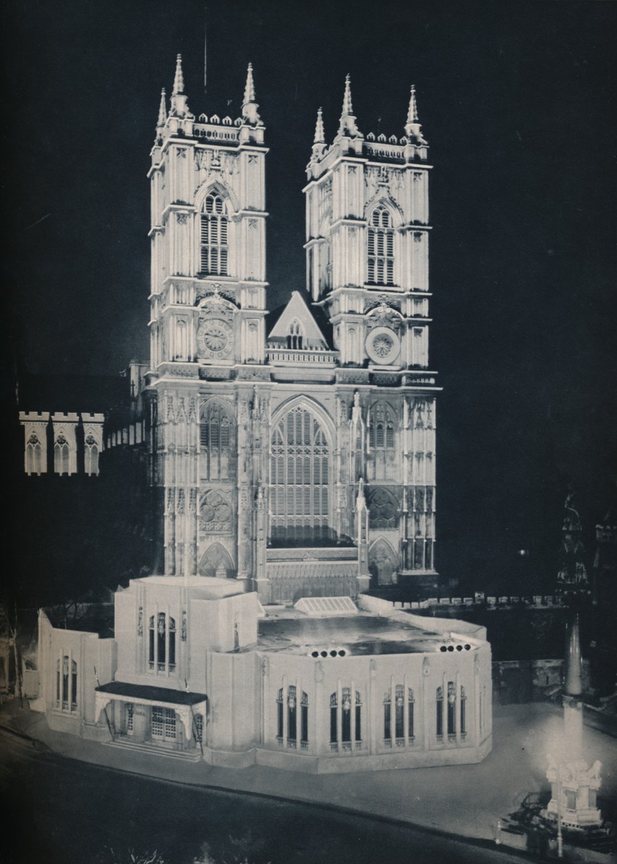 Abbey Church of St. Peter, Westminster, näyttää väliaikaisen lisärakennuksen, 1937 tekijältä Unbekannt