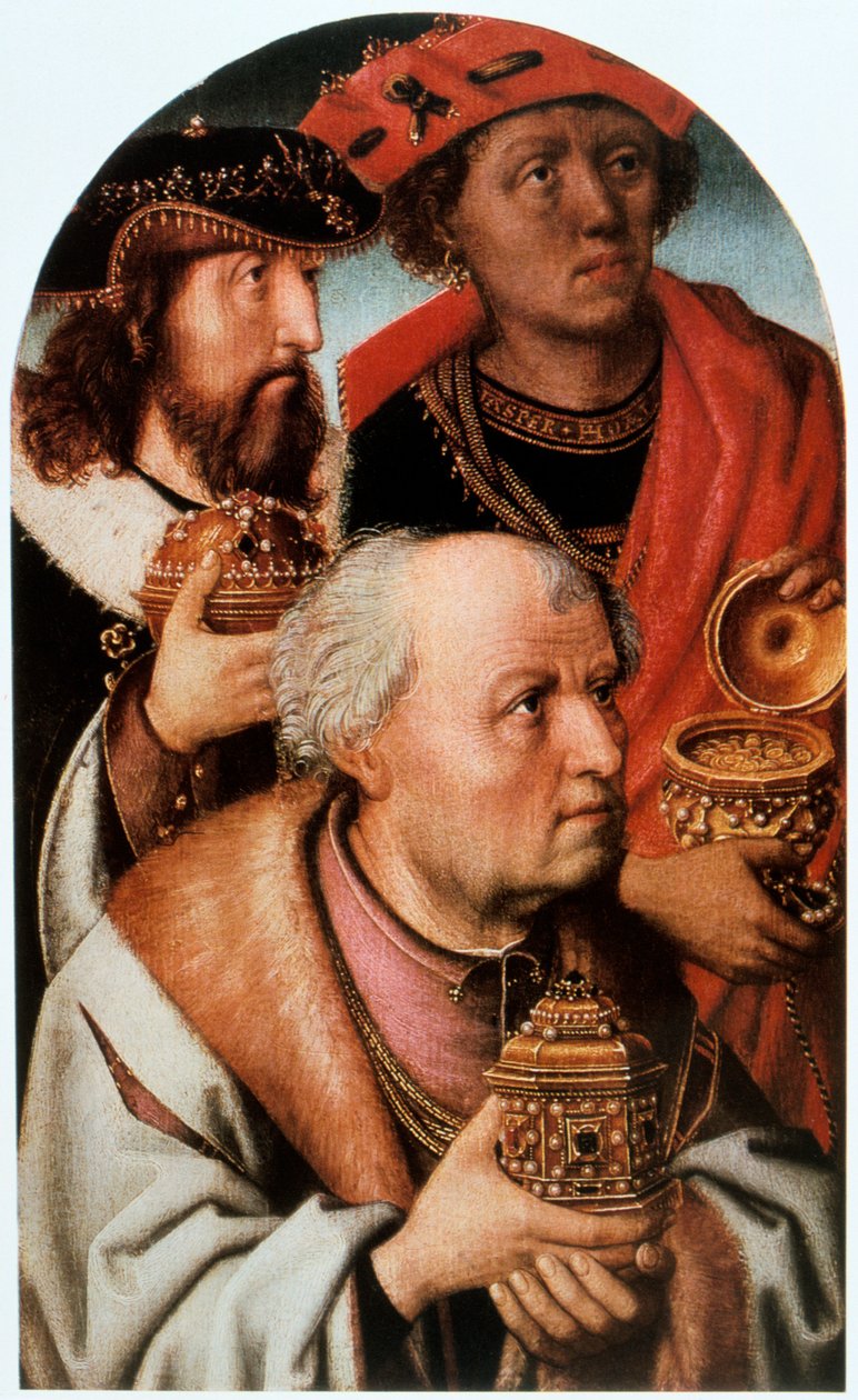 The Adoration of the Magi -yksityiskohta, 1400-luku. tekijältä Unbekannt