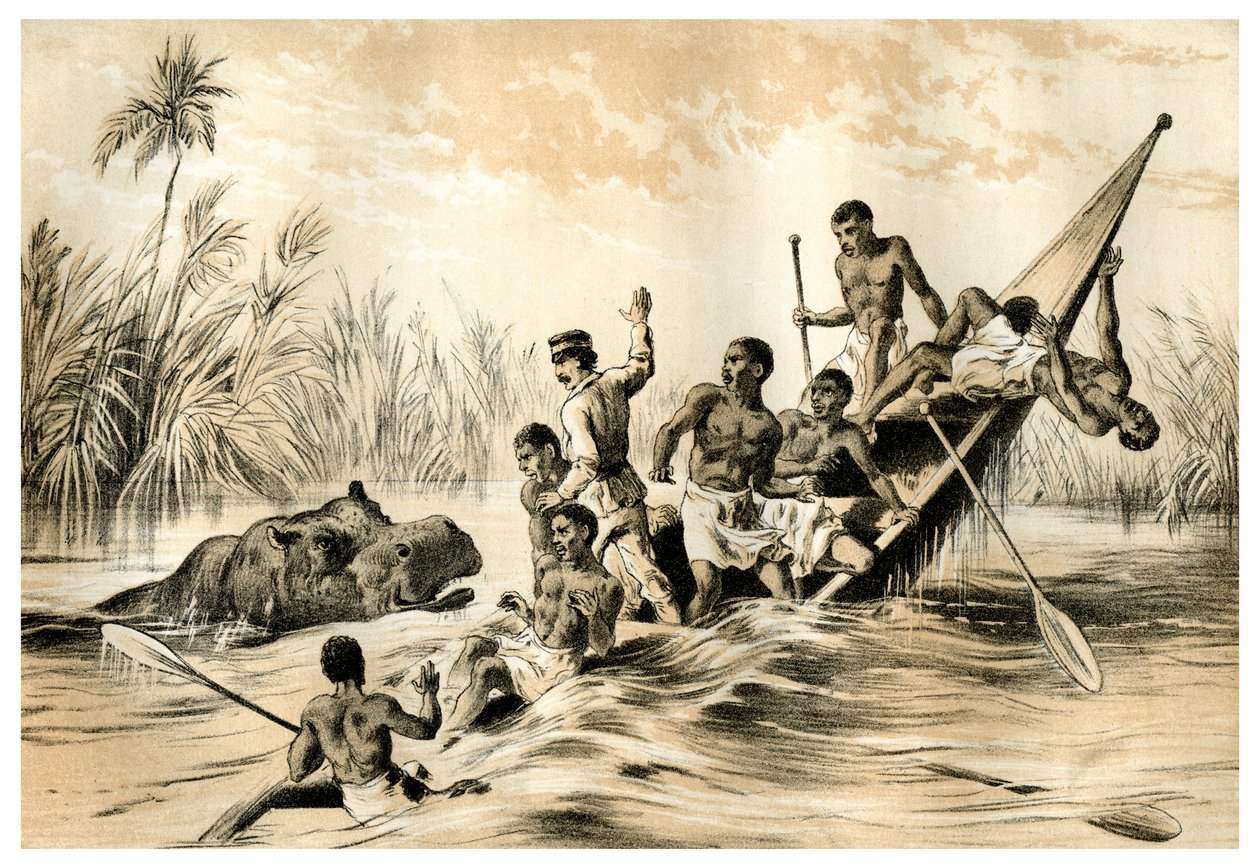 Seikkailu virtahevon kanssa, 1883 tekijältä Unbekannt