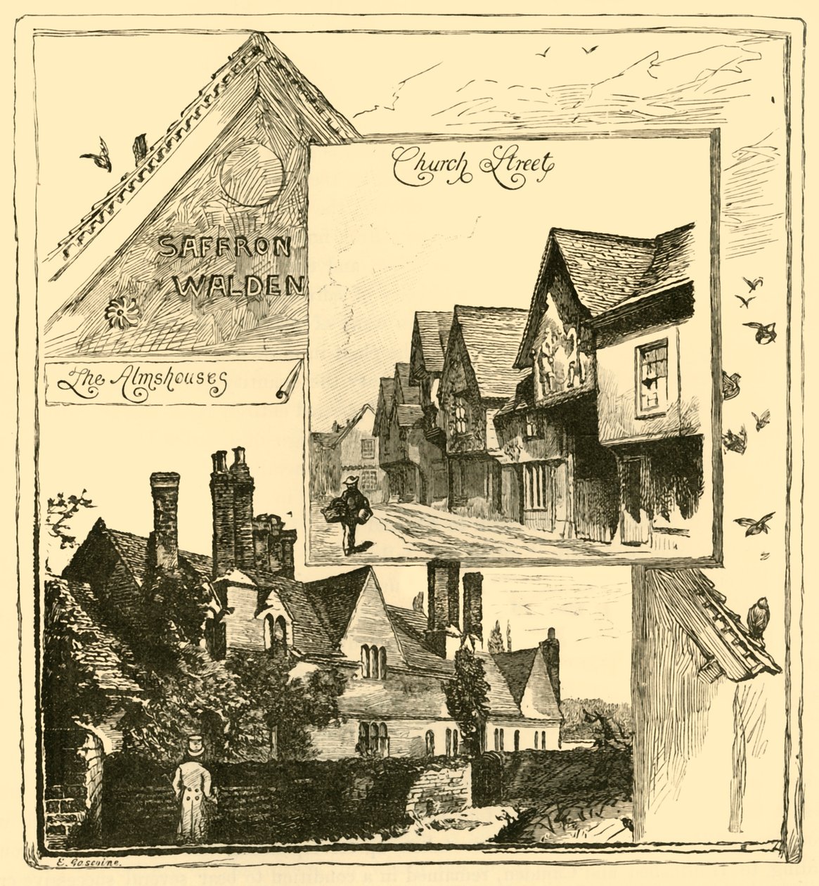 The Almshouses, Audley End ja Church Street, Saffron Walden, 1898. tekijältä Unbekannt