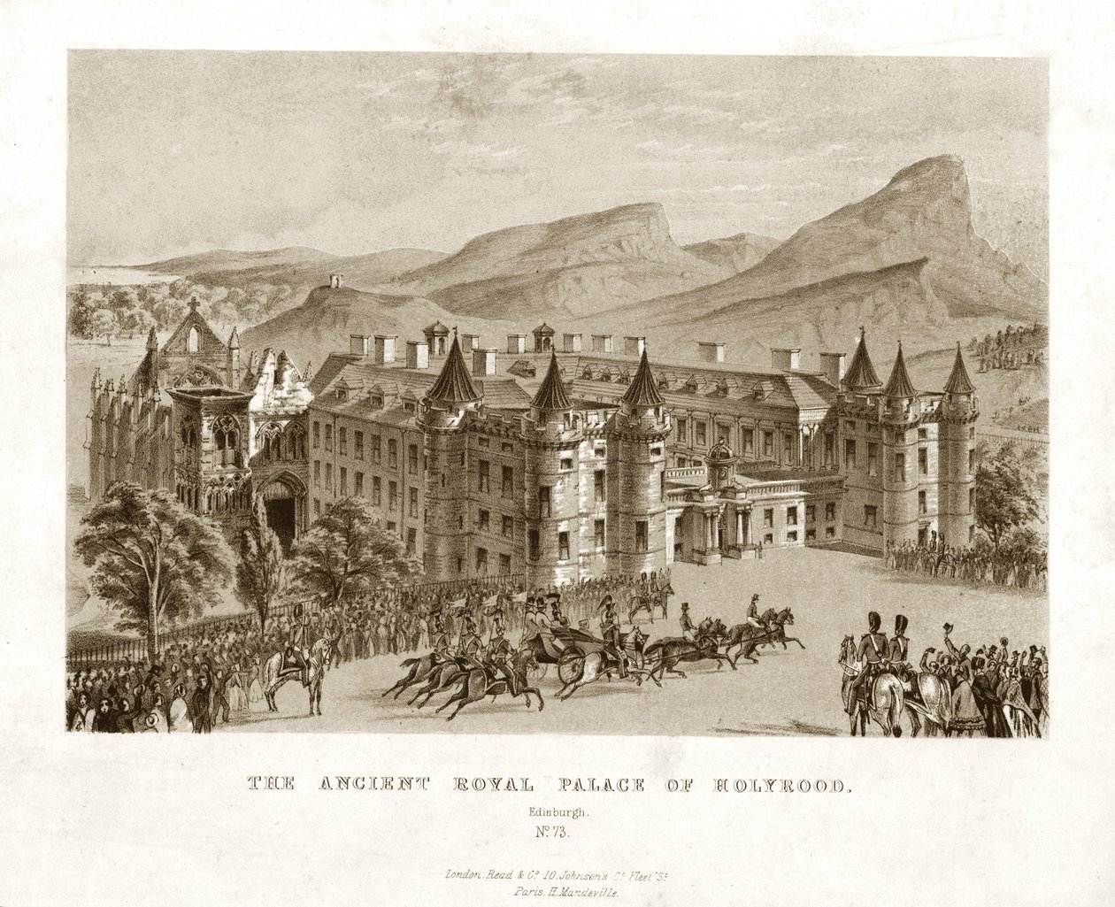 Muinainen Holyroodin kuninkaallinen palatsi. Edinburgh, 1800-luvun puoliväli tekijältä Unbekannt