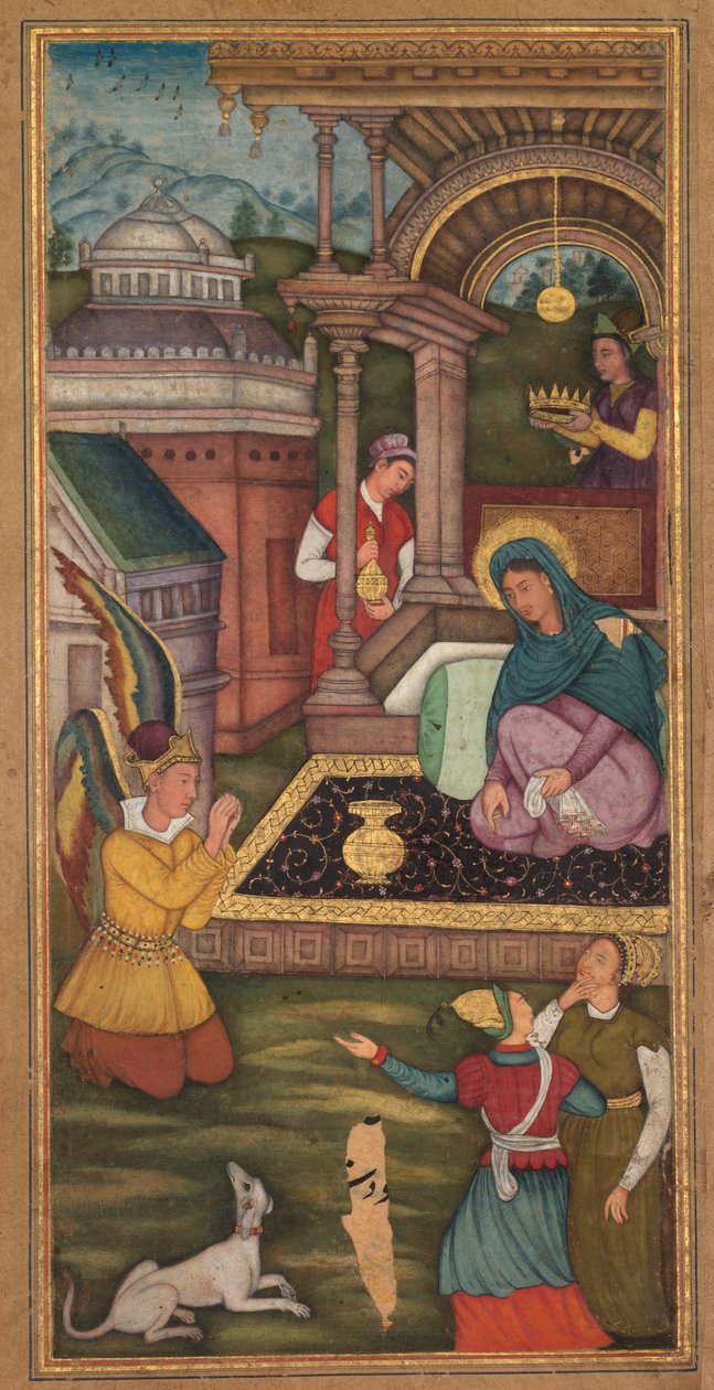Anunciation, isä Jerome Xavierin espanjalaisen Mirat al-quds -julkaisusta, 1549-1617, 1602-1604. tekijältä Unbekannt
