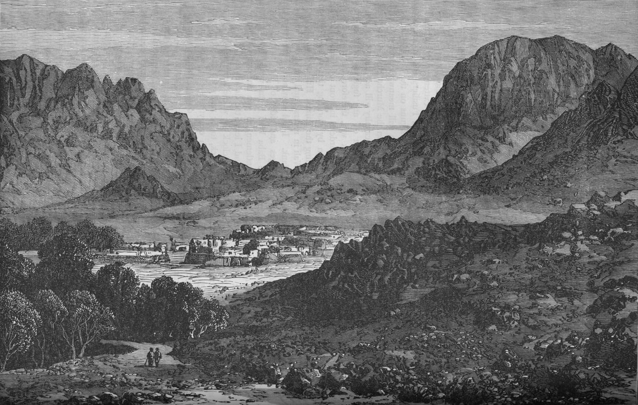 Argandabin laakso, joka näyttää oikealla Baba Walin solan kukkulat, 1880 tekijältä Unbekannt