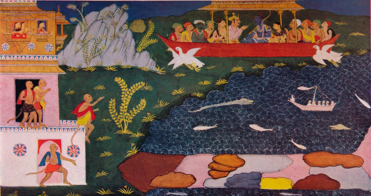 Raman ja Sitan saapuminen ilma-autossa, 1700-luku, 1937 tekijältä Unbekannt