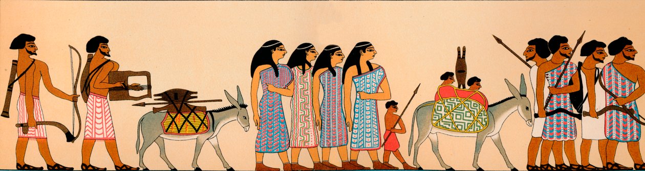 Seemiläisten paimentolaisten heimon saapuminen Egyptiin, 1895 eKr., 1903 tekijältä Unbekannt