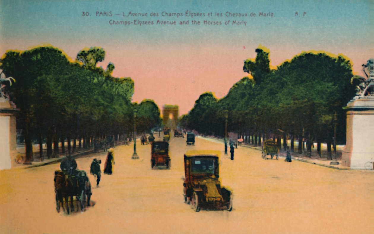 Avenue des Champs-Elysées ja Marly Horses, Pariisi, 1920 tekijältä Unbekannt