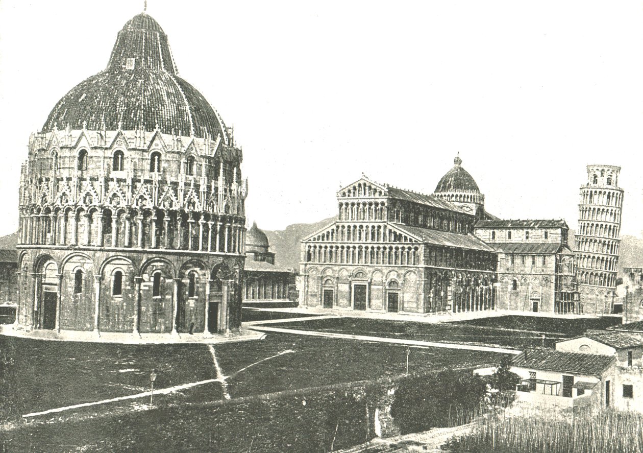Kastekappeli, katedraali ja kalteva torni, Pisa, Italia, 1895. tekijältä Unbekannt