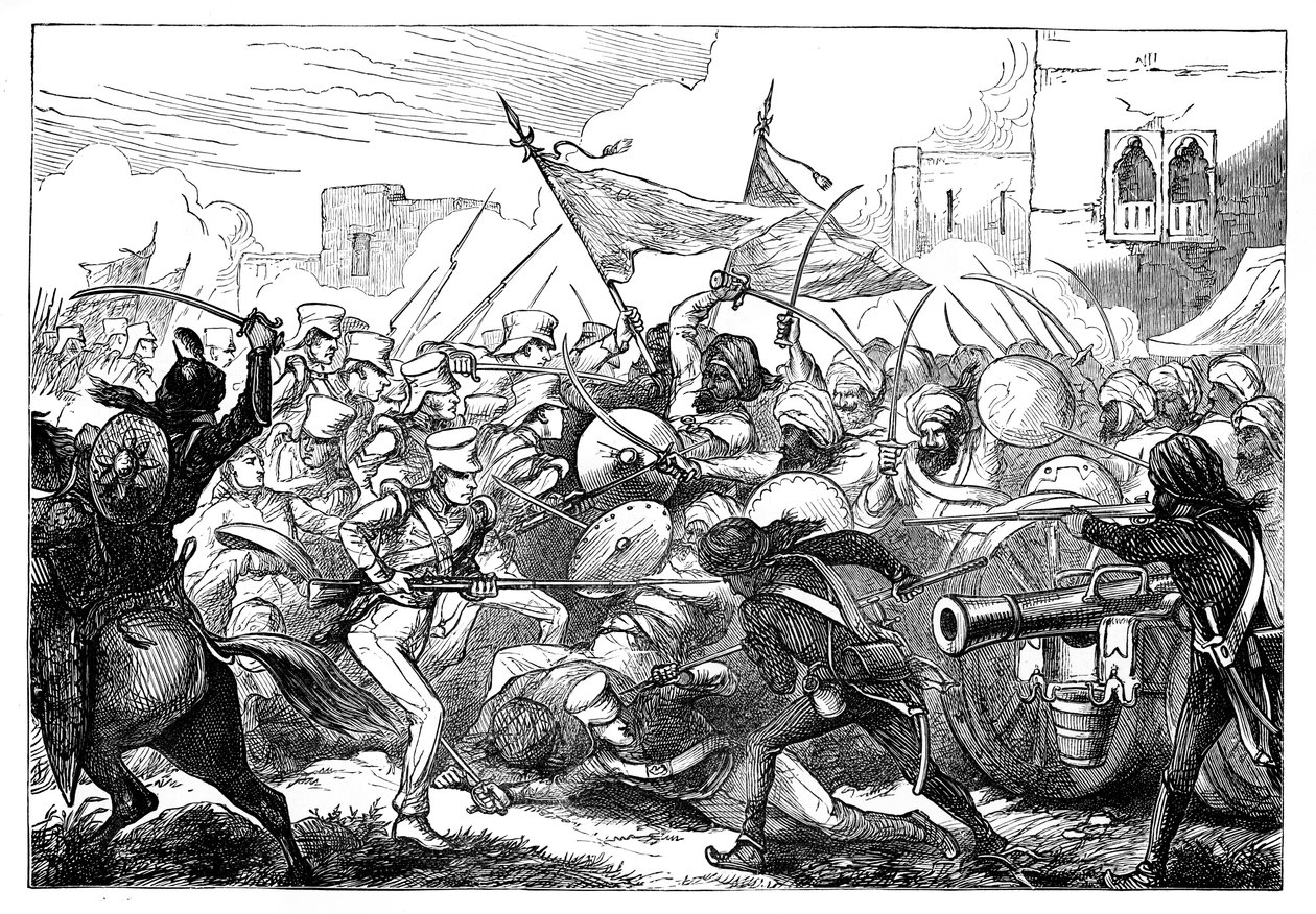 Taistelu Gujeratissa, 1800-luku tekijältä Unbekannt