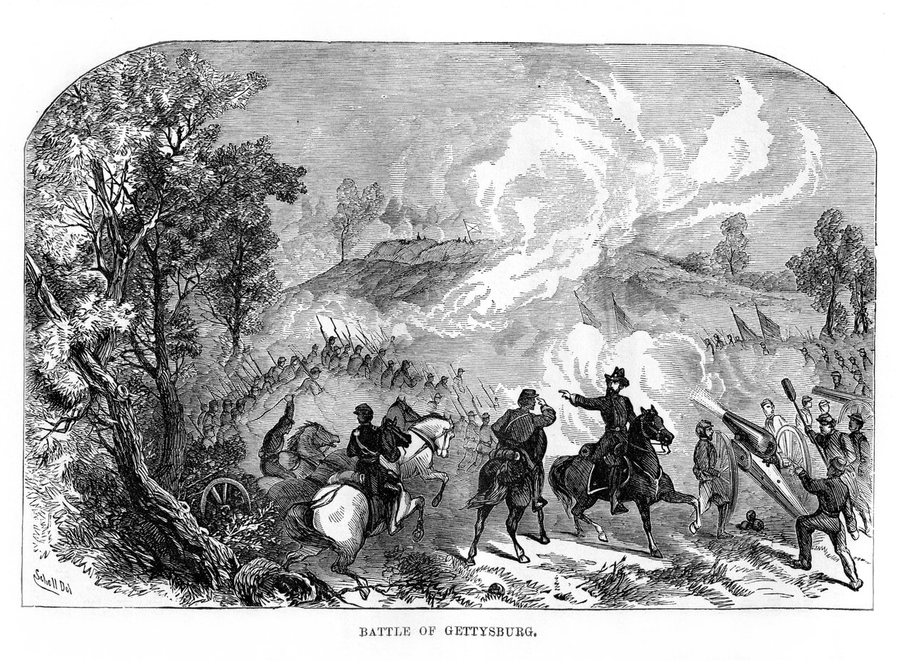 Gettysburgin taistelu, Amerikan sisällissota, 1.-3.7.1863, 1872 tekijältä Unbekannt