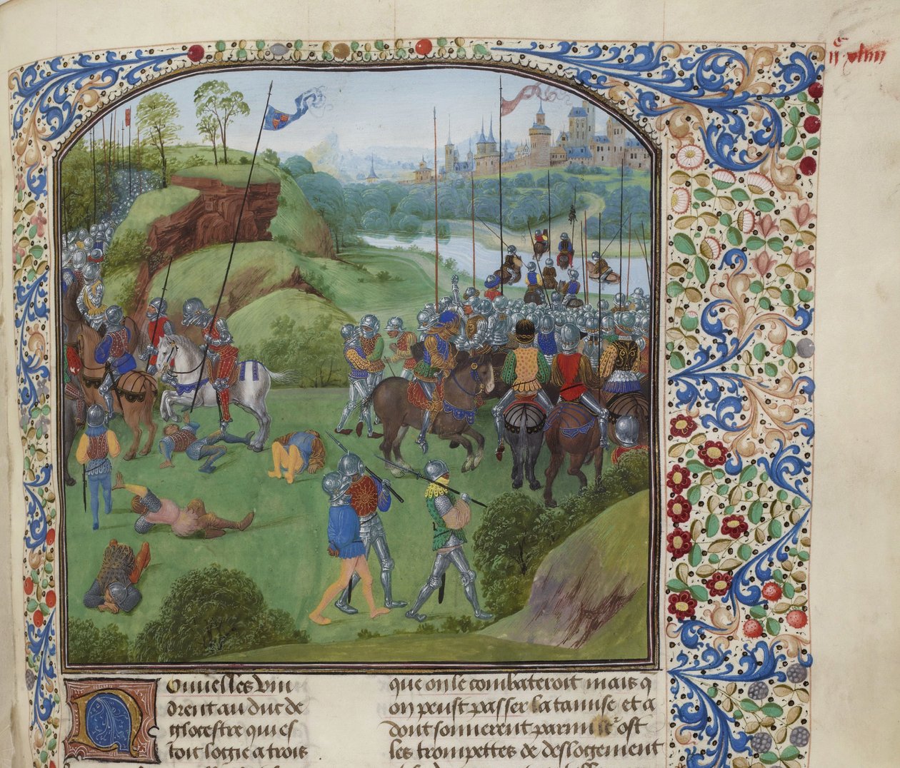 Radcot Bridgen taistelu 19. joulukuuta 1387, noin 1470-1475. tekijältä Unbekannt