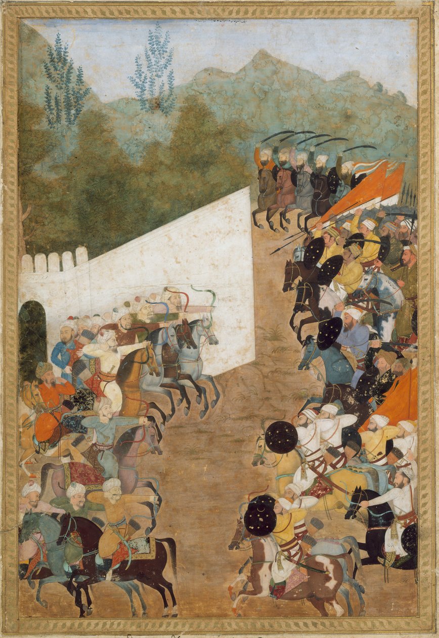 Shahbarghanin taistelu, Folio Padshahnaman keisarin kronikasta, 1600-luku. tekijältä Unbekannt