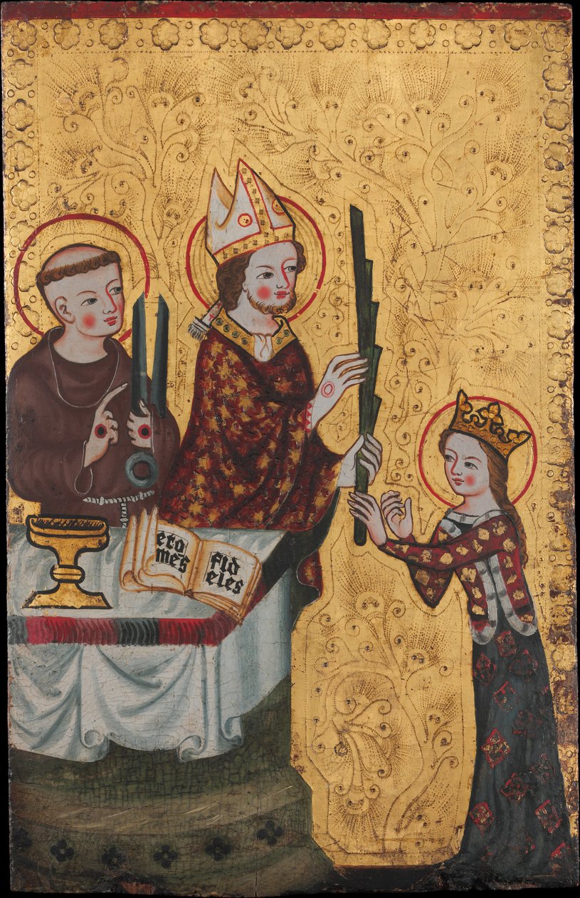 Assisin piispa antaa palmun Saint Clarelle, n. 1360. tekijältä Unbekannt