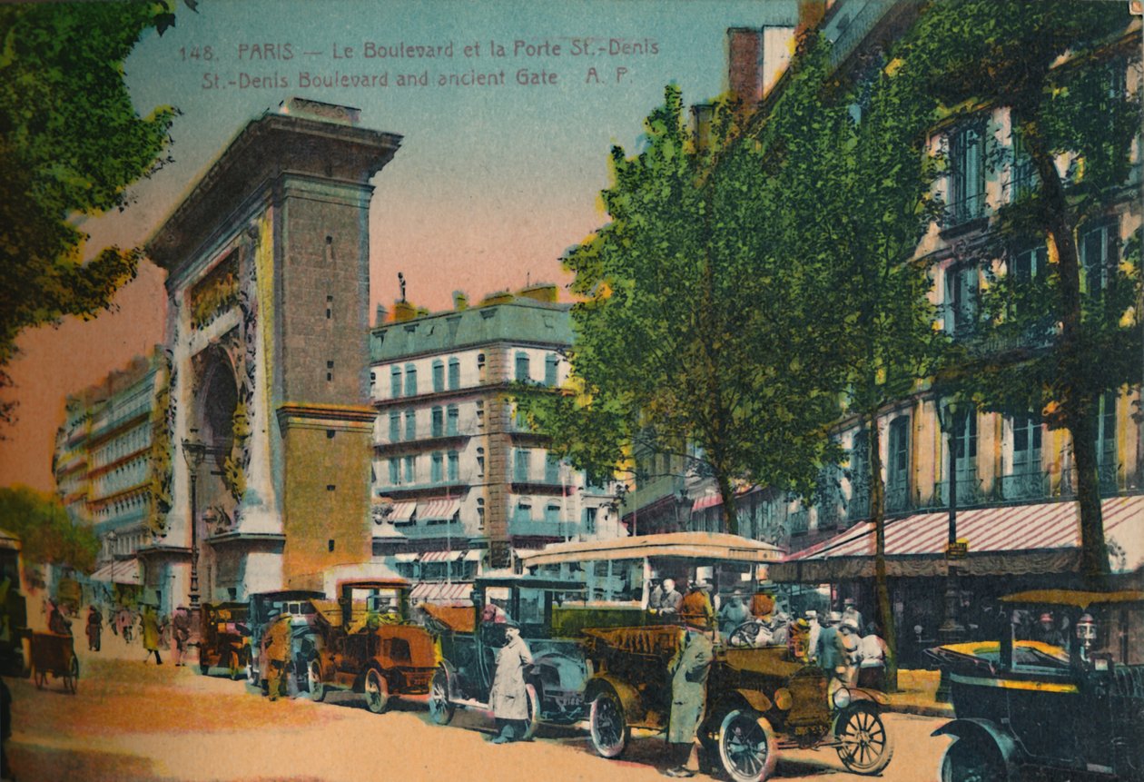 Boulevard Saint-Denis ja Porte Saint-Denis, Pariisi, vuodelta 1920 tekijältä Unbekannt