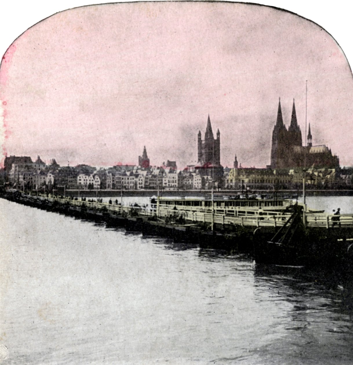 Venesilta Reinin yli, Köln, Saksa, 1900-luvun alku tekijältä Unbekannt