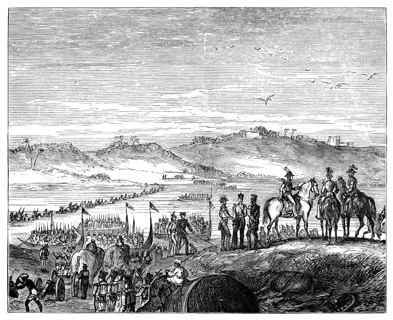 Brittiarmeija ylittää Sutlej-joen, Intia, 1800-luku, 1900 tekijältä Unbekannt