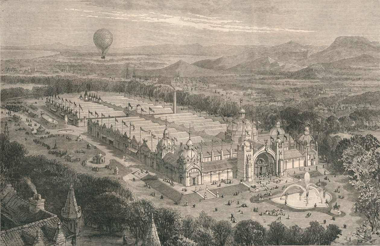 Rakennus kansainväliselle teollisuusnäyttelylle Edinburghissa, 1886. tekijältä Unbekannt