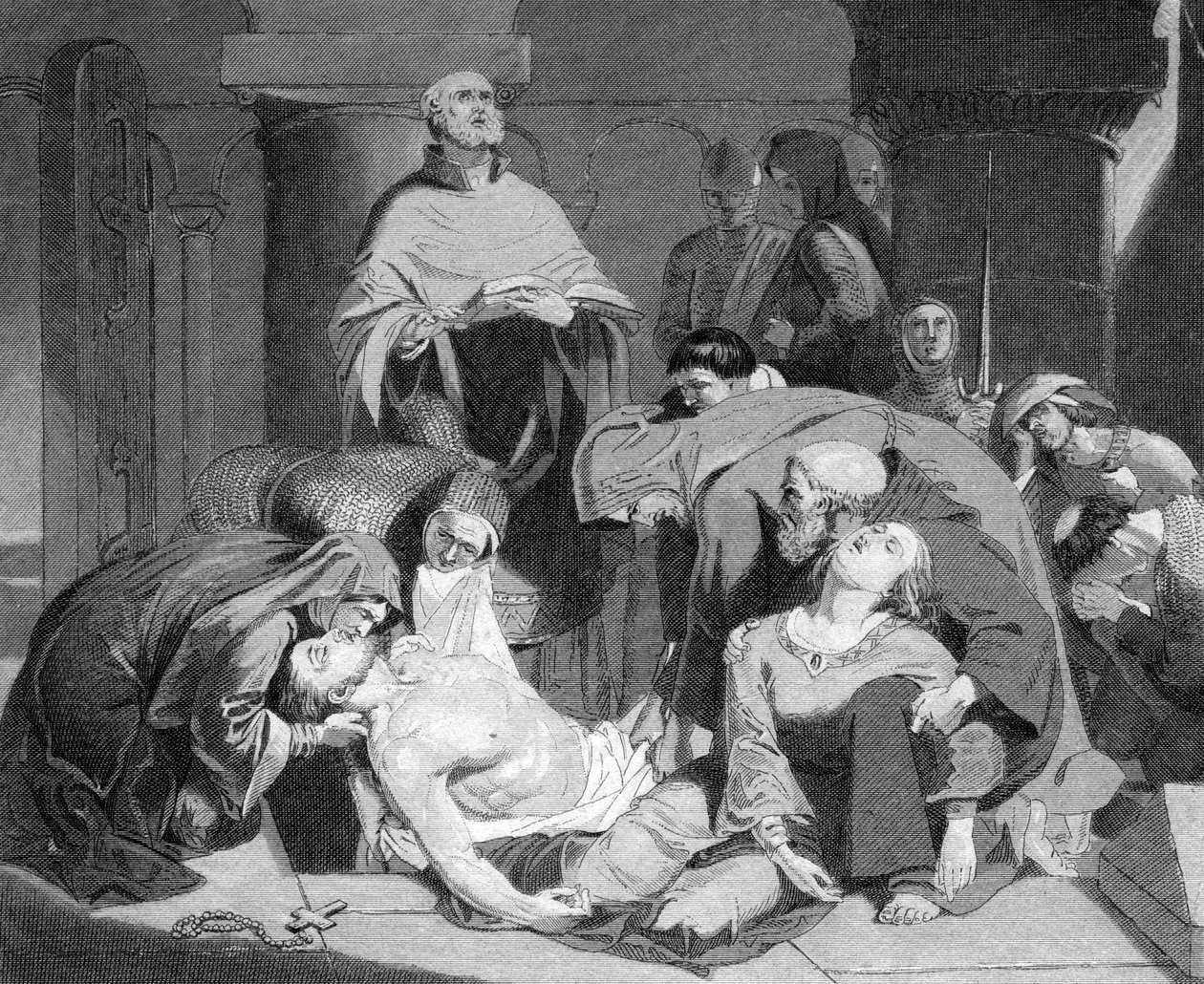 Haroldin hautaus Waltham Abbeyssa, n. 1847 tekijältä Unbekannt