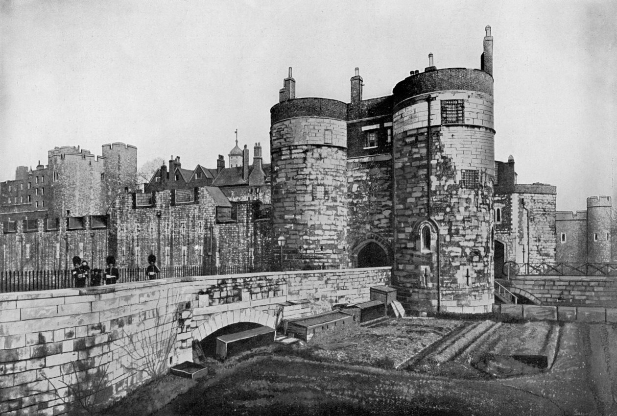 Byward Tower ja ulompi osasto, Tower of London, 1900-luku tekijältä Unbekannt
