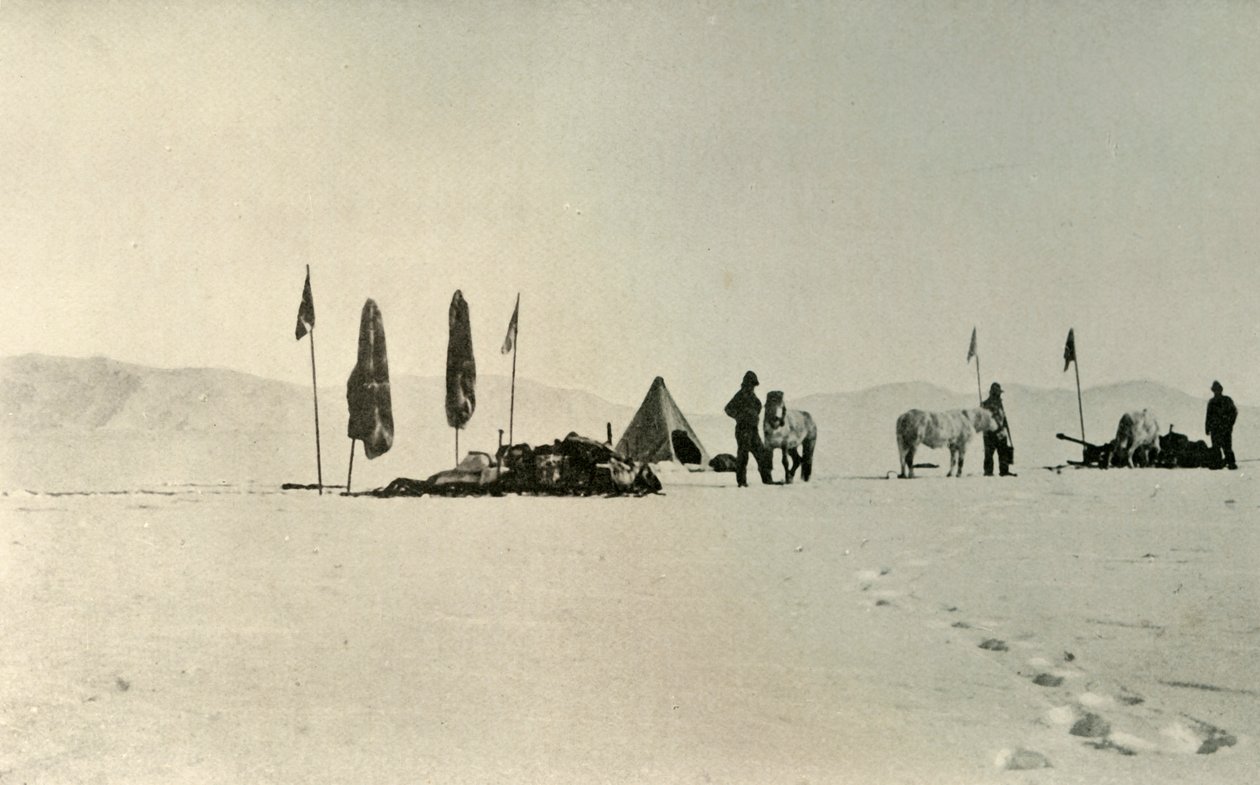 Leiri edellisen kaukaisimman eteläisen leveysasteen ohituksen jälkeen, marraskuussa 1908, 1909 tekijältä Unbekannt