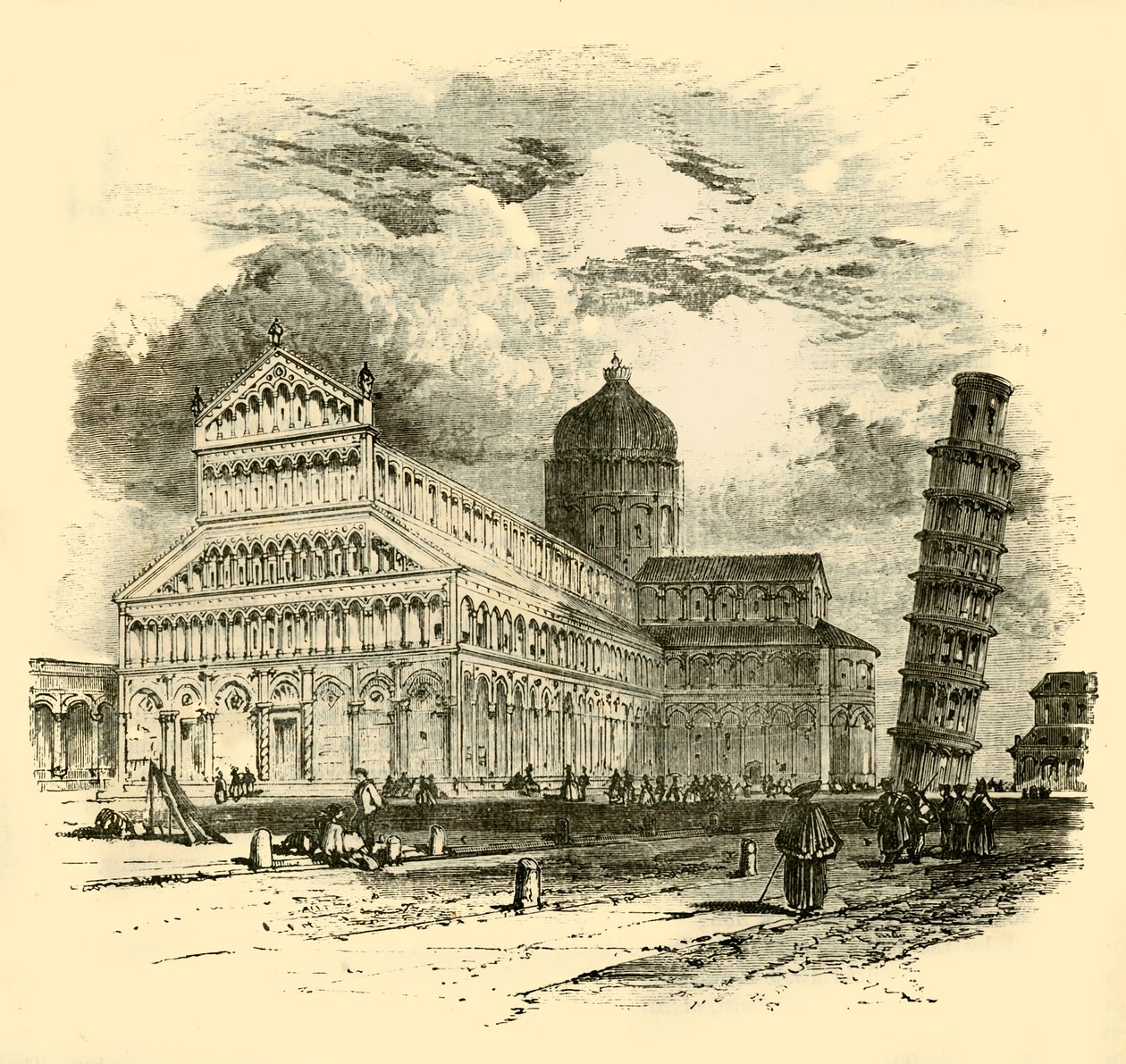 Katedraali ja kalteva torni, Pisa, 1890. tekijältä Unbekannt