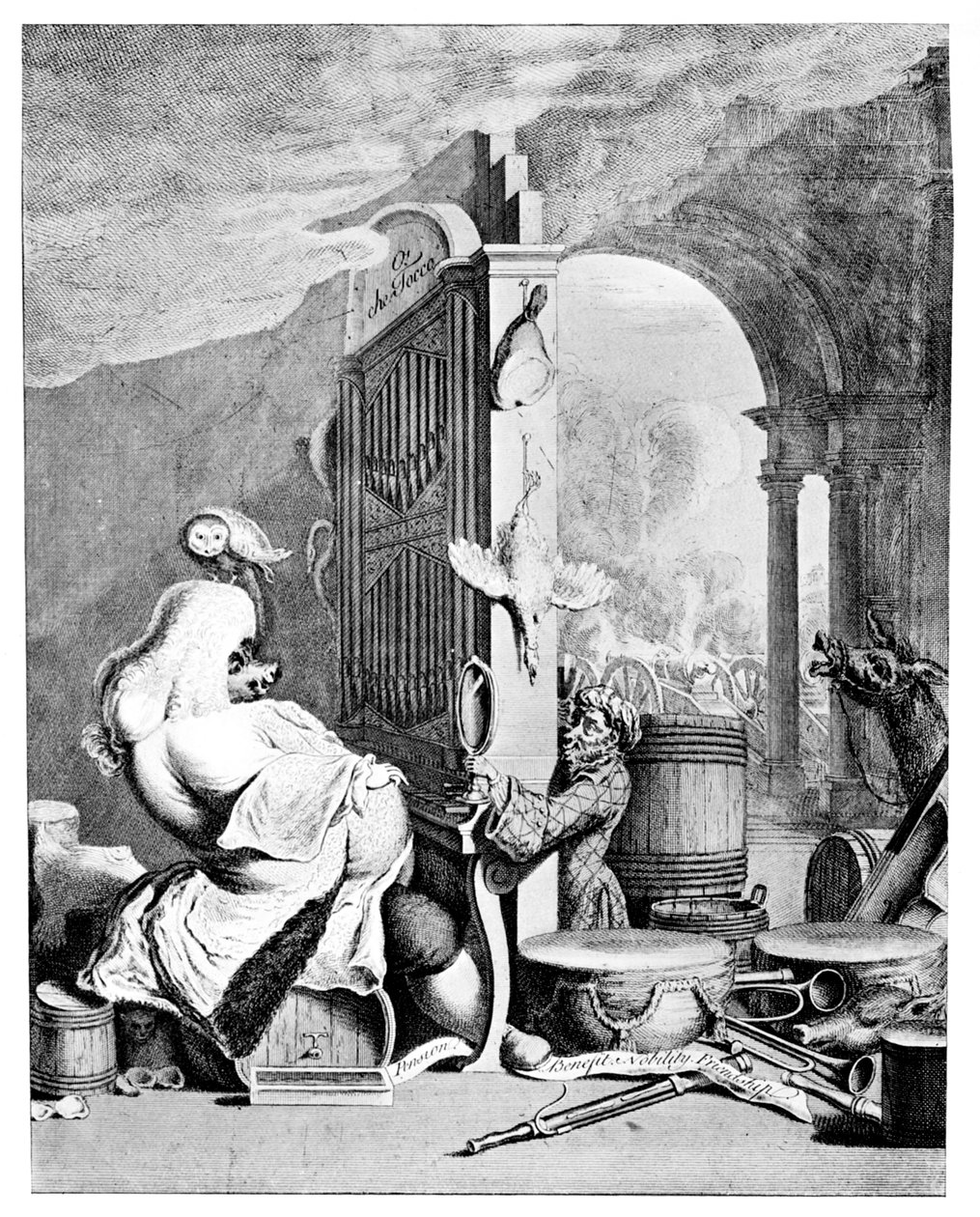 Viehättävä brute, satiiri Händelistä, 1754 tekijältä Unbekannt