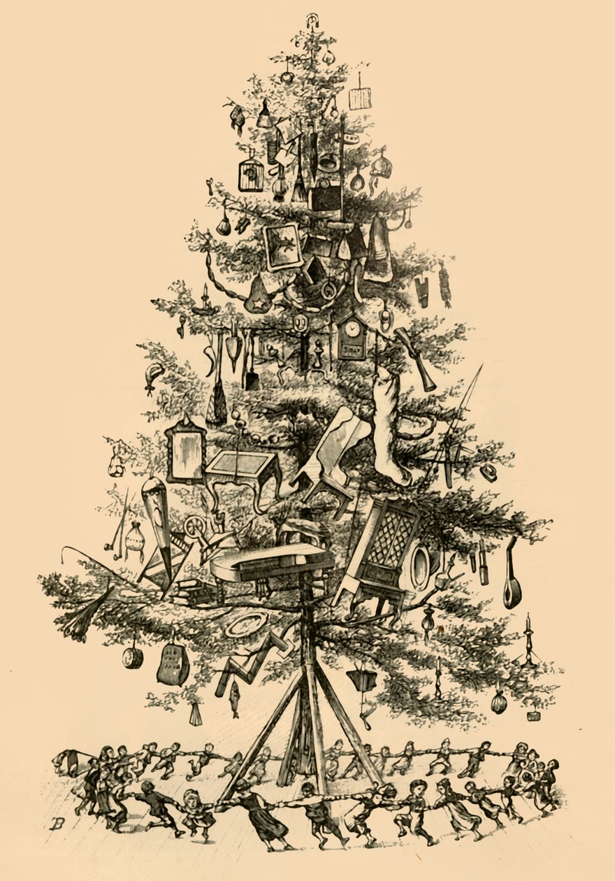 Lapset tanssivat gaylyä puun ympärillä, 1882. tekijältä Unbekannt