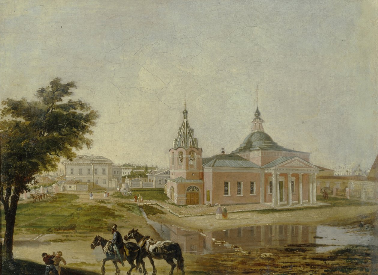 Rževin Pyhän Jumalanäidin ikonin kirkko Moskovassa, 1800-luvun puolivälissä. tekijältä Unbekannt