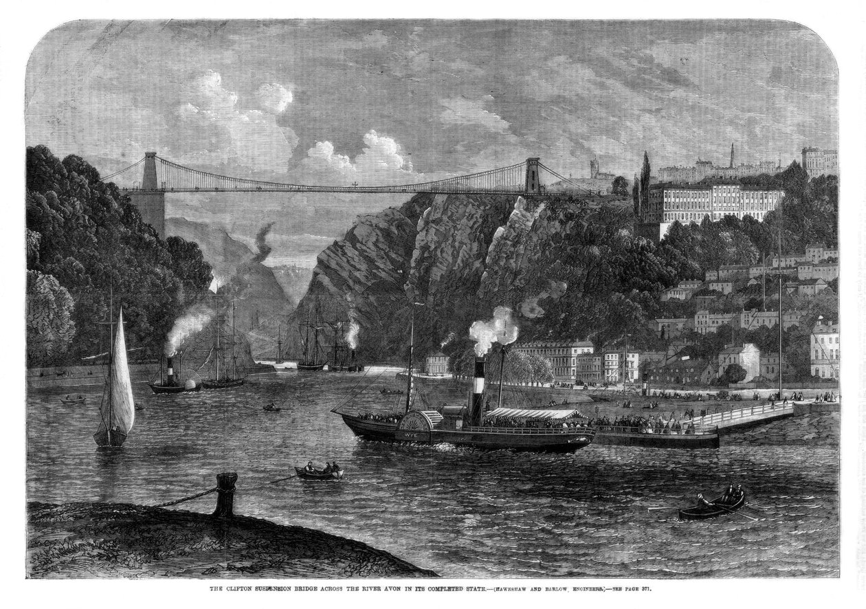 Clifton-riippusilta Avon-joen yli, 1864 tekijältä Unbekannt