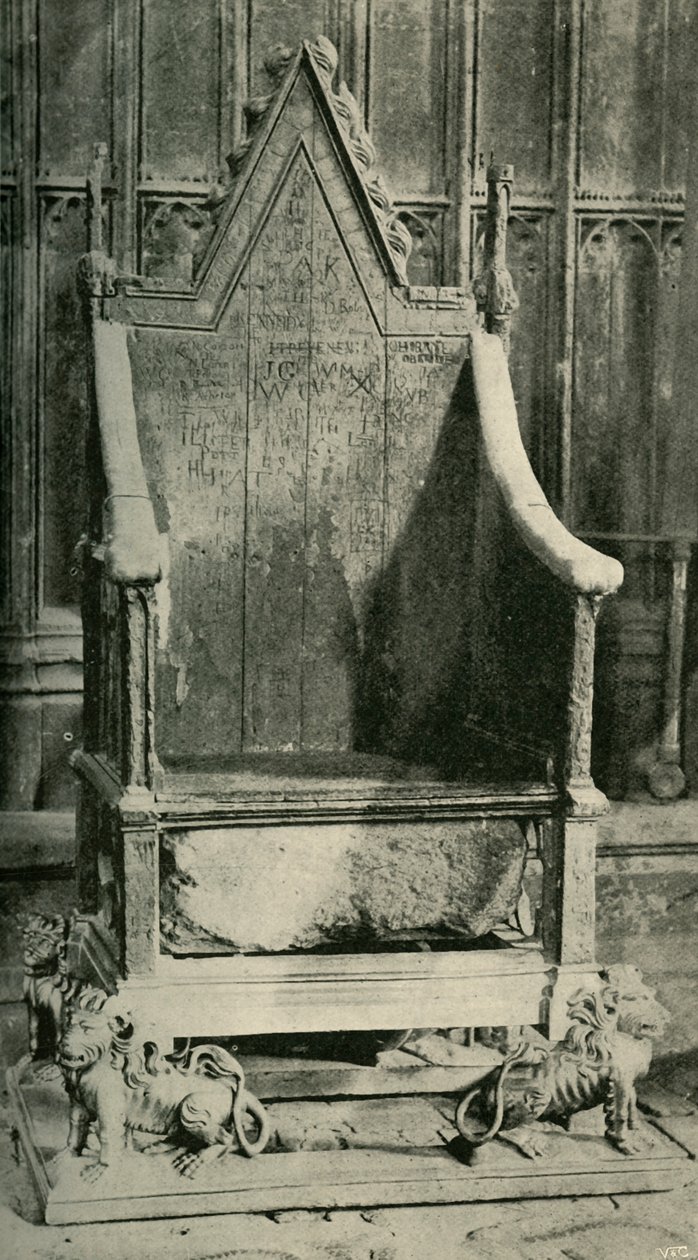 Kruunaustuoli, joka sisältää muinaisen kiven, 1902. tekijältä Unbekannt