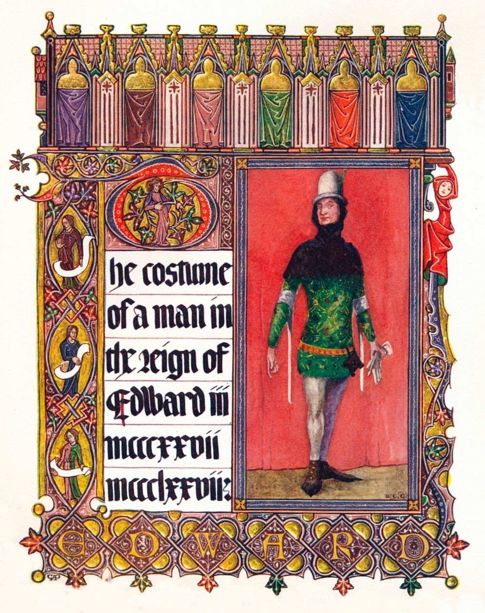 Miehen puku Edward III:n hallituskaudella, v. 1353 tekijältä Unbekannt