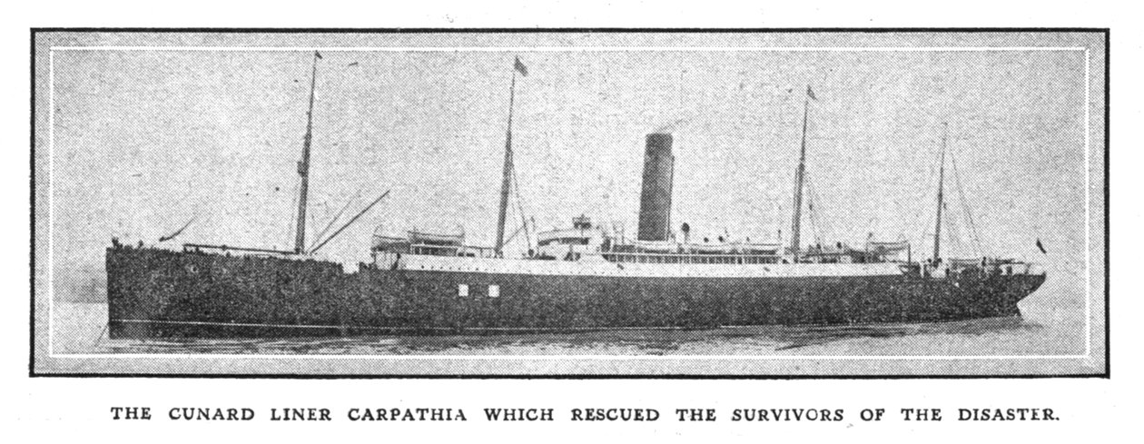 Cunard-linja-auto Carpathia, joka pelasti katastrofista eloonjääneet, 20. huhtikuuta 1912. tekijältä Unbekannt