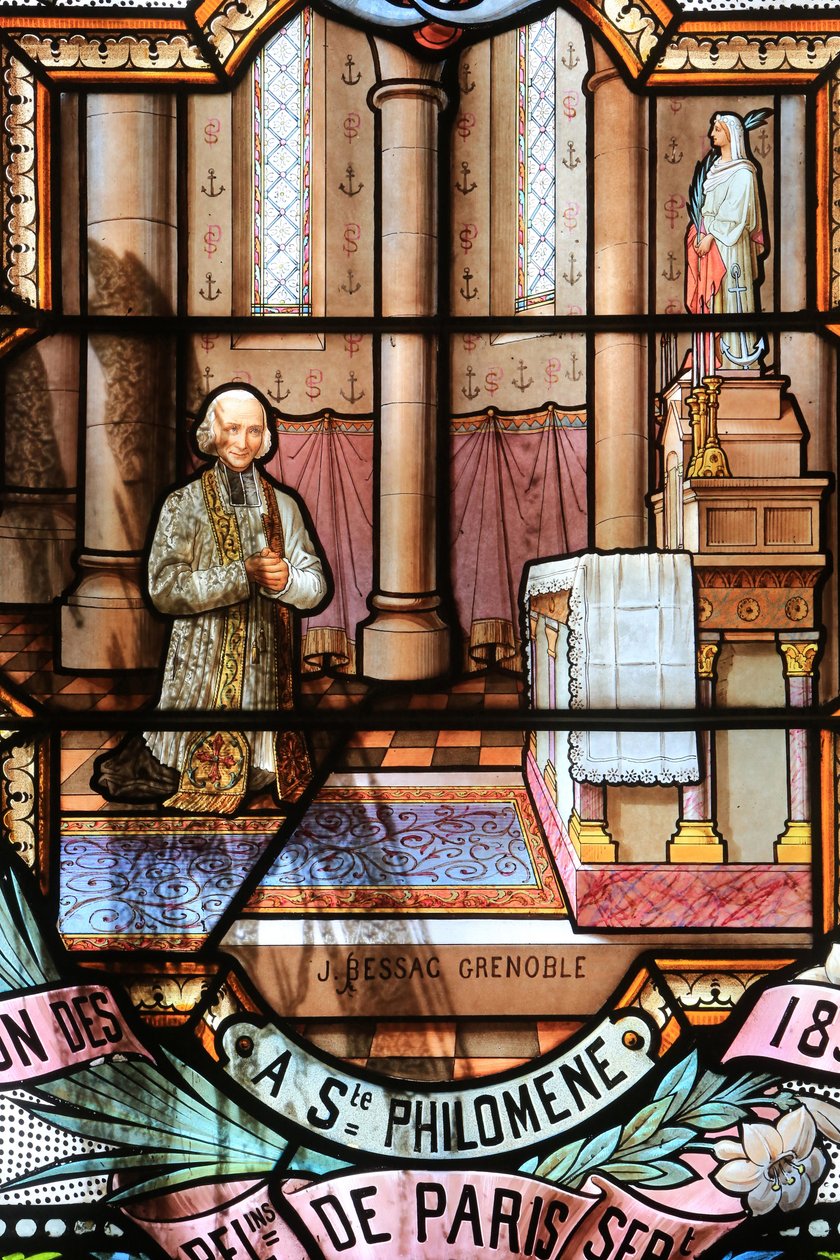 The Cure of Ars. Jean-Baptiste-Marie Vianney. St. John Vianney. Lasimaalaus. Neitsyt Marian pyhäkkö la Salettessa, La Salette-Fallavaux, Ranska tekijältä Unbekannt