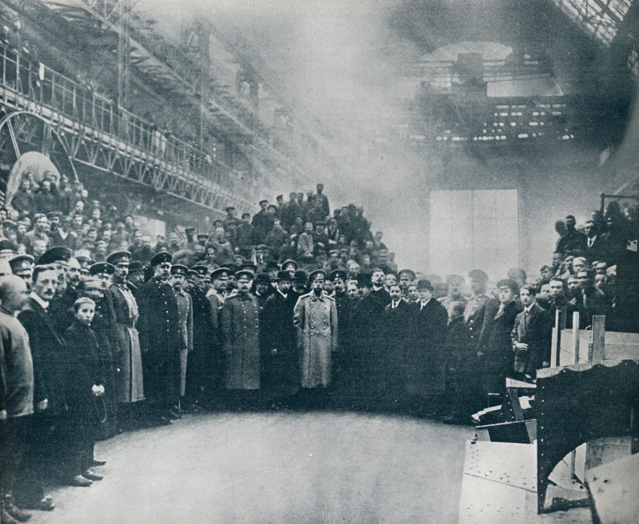 Tsaari, otettu suuren Putiloffin ammus- ja konepajatehtaan työläisten joukkoon, 1914 tekijältä Unbekannt