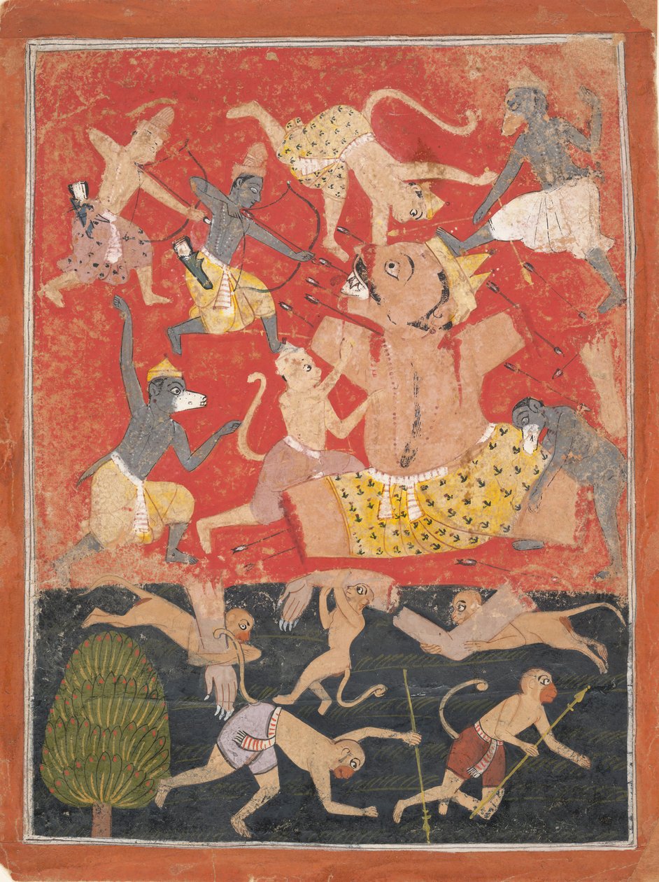 Rama ja Lakshmana voittivat demoni Kumbhakarnan..., n. 1670. tekijältä Unbekannt