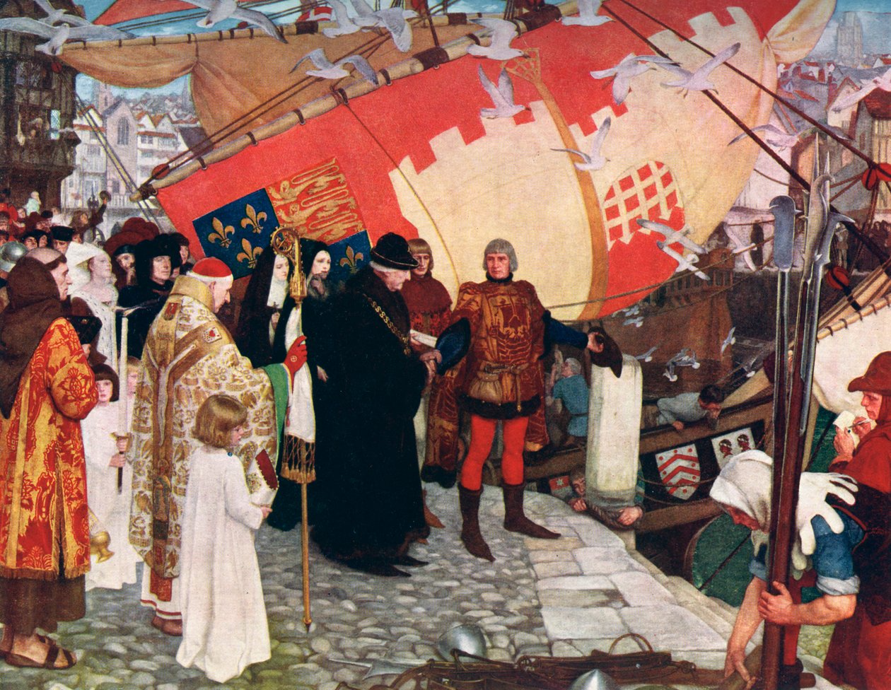 John ja Sebastian Cabotin lähtö ensimmäisellä löytömatkallaan vuonna 1497, 1906 tekijältä Unbekannt