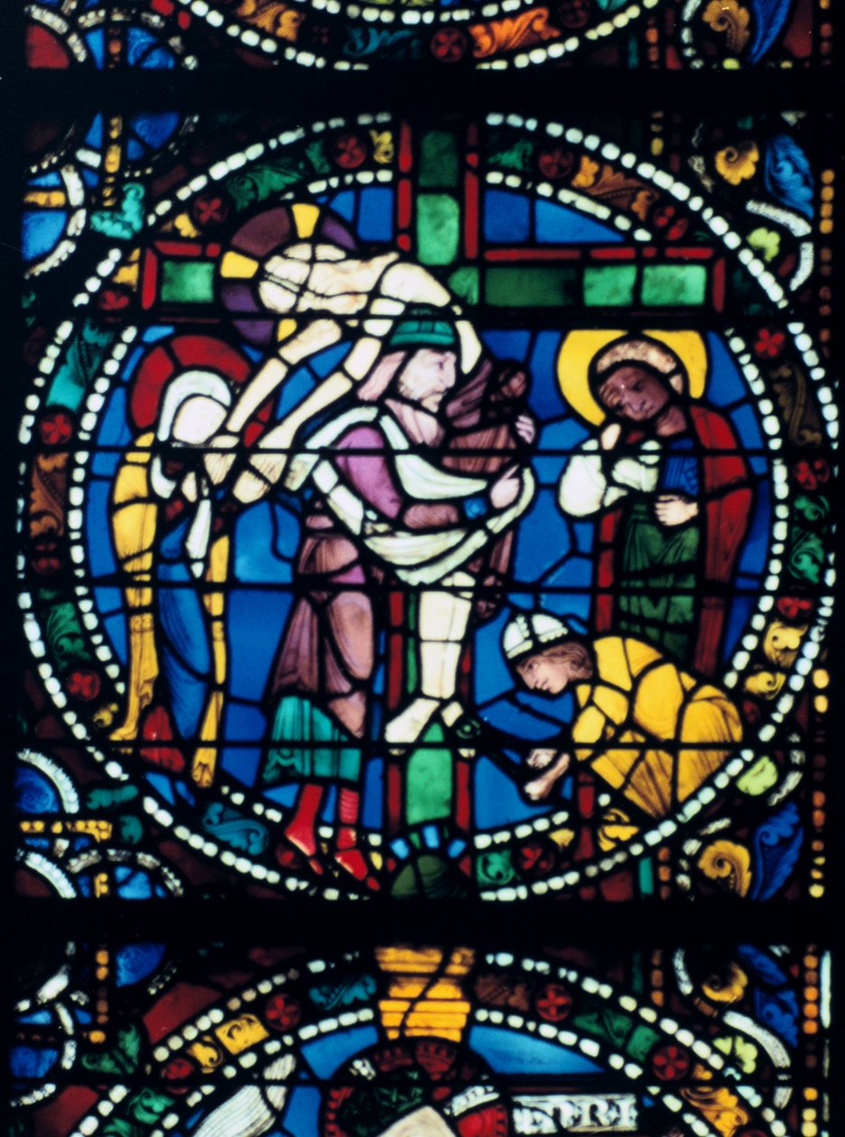 Laskeutuminen ristiltä, lasimaalaus, Chartresin katedraali, Ranska, 1194-1260 tekijältä Unbekannt