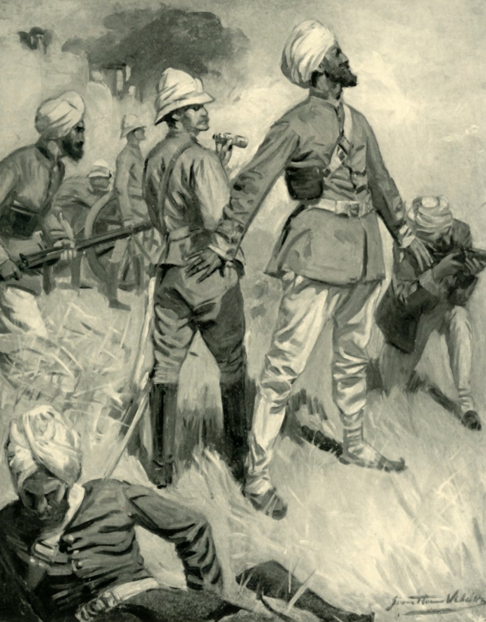 Kenraali Robertss Sikh Orderlyn omistautuminen Spingawissa, 1901. tekijältä Unbekannt