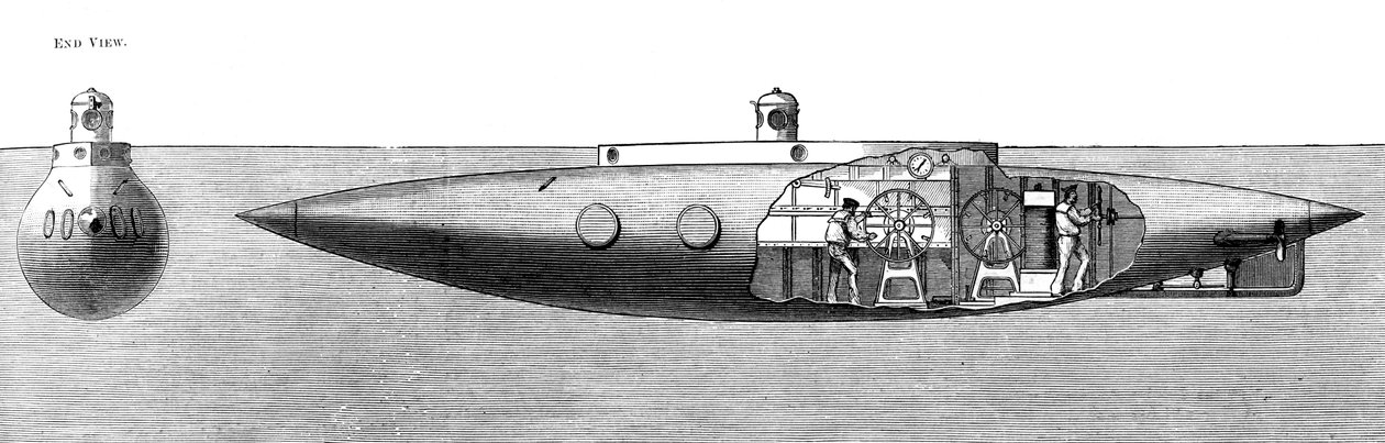 Uppoava ja nouseva sukellusvene Nautilus, 1887 tekijältä Unbekannt