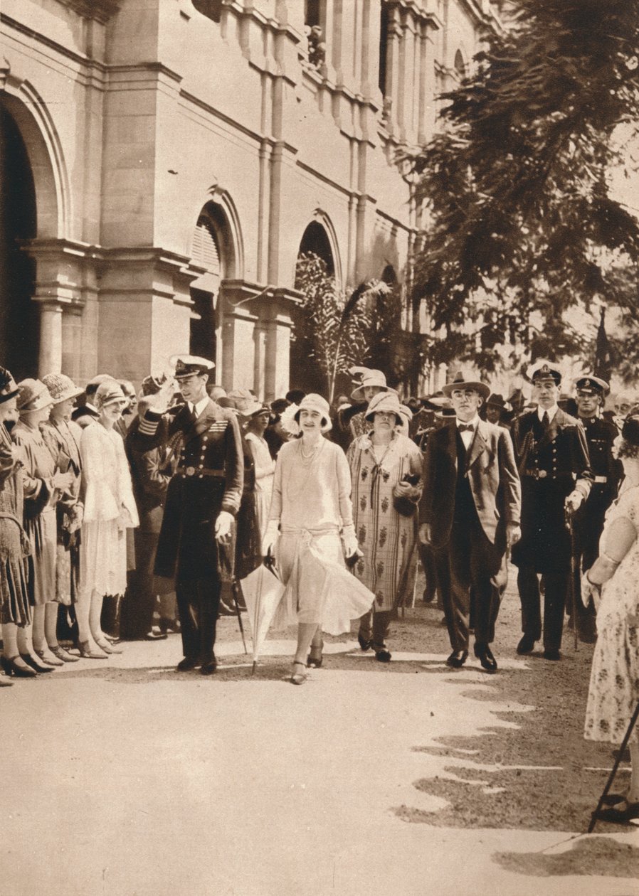 Yorkin herttua ja herttuatar ja kuningatar Elisabet lähtevät vastaanotosta Brisbanessa, 1927 tekijältä Unbekannt