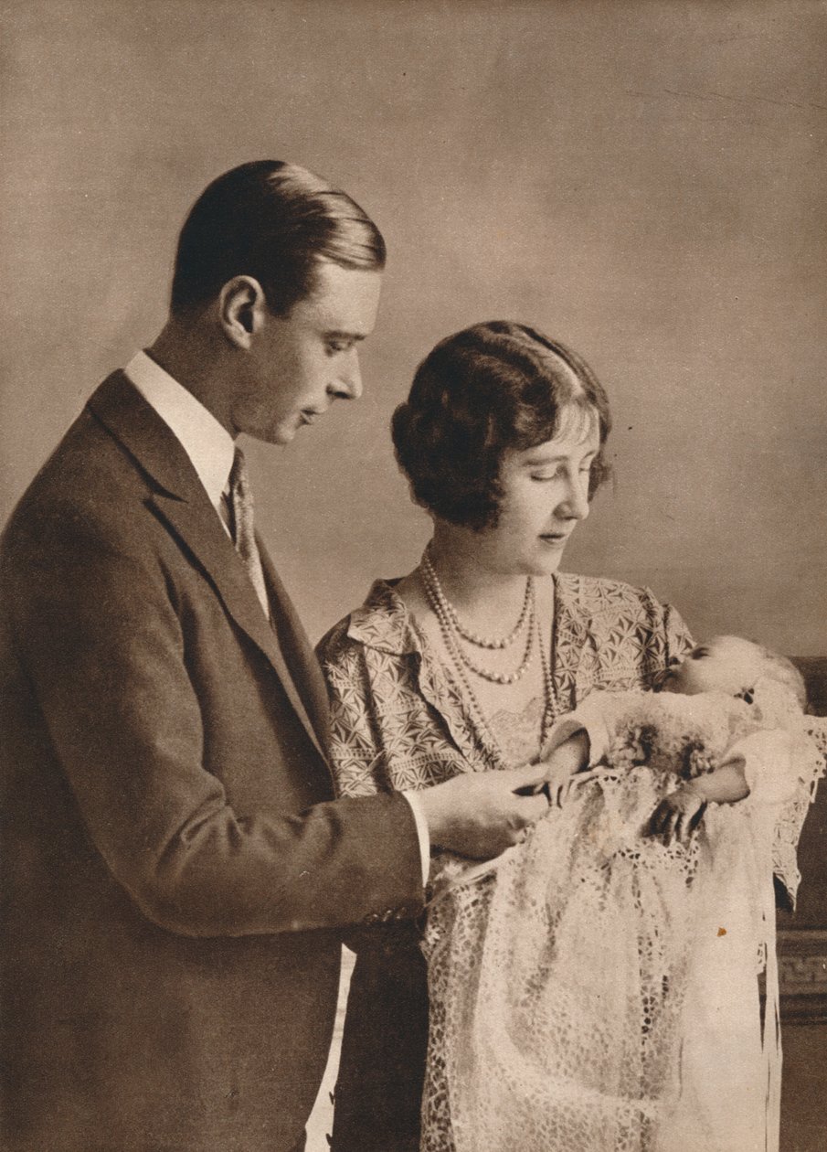 Yorkin herttua ja herttuatar prinsessa Elizabethin ristiäisissä 1926 tekijältä Unbekannt