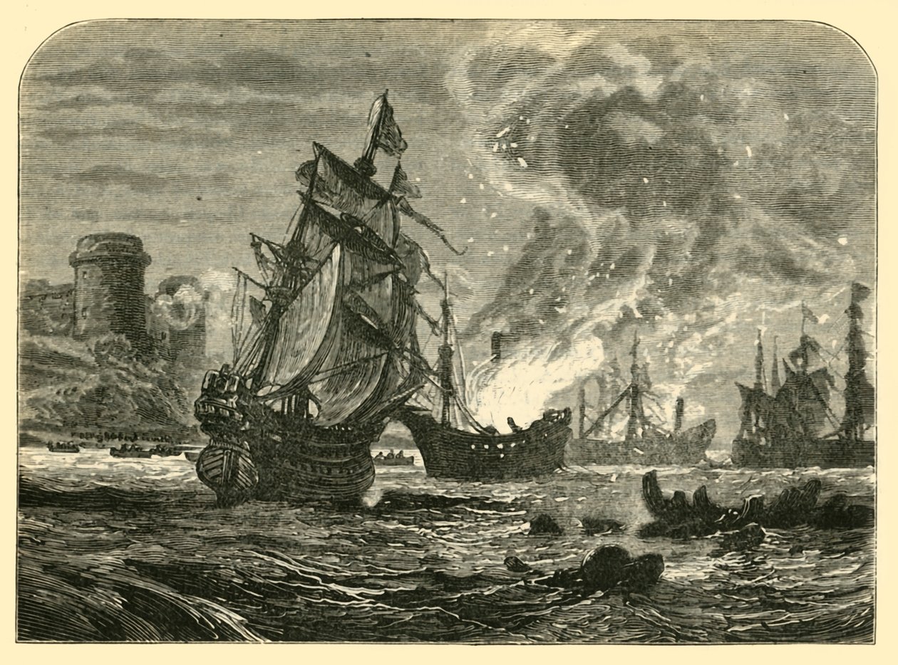 Hollantilaiset Medwaylla: De Ruytersin hyökkäys Upnorin linnaan, 1667, 1890. tekijältä Unbekannt