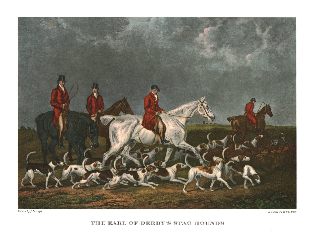 The Earl of Derbys Stag Hounds, 1800-luvun alku, n. 1955. tekijältä Unbekannt