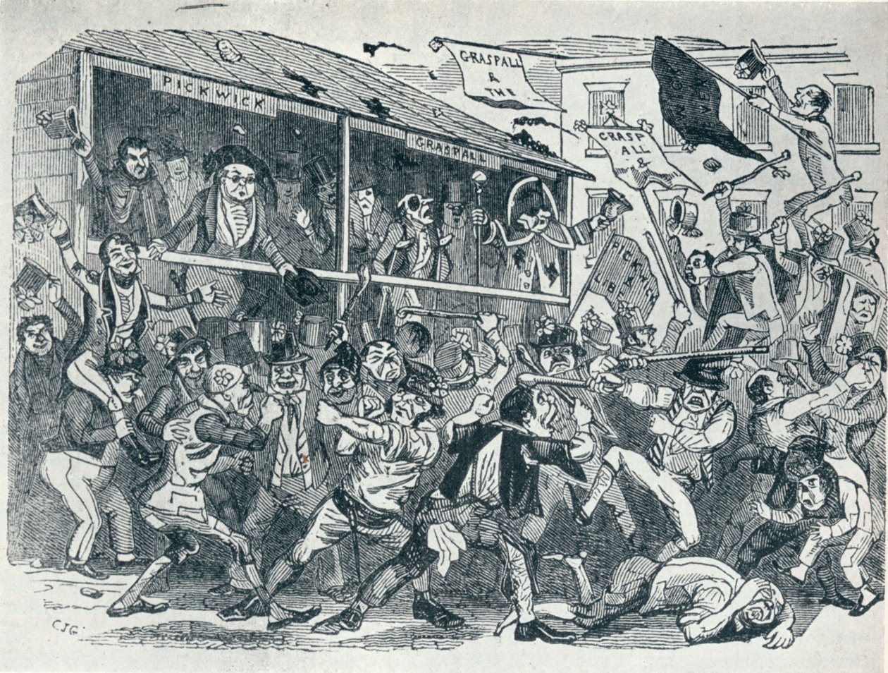Eatanswillin vaalit, c1836, 1925 tekijältä Unbekannt