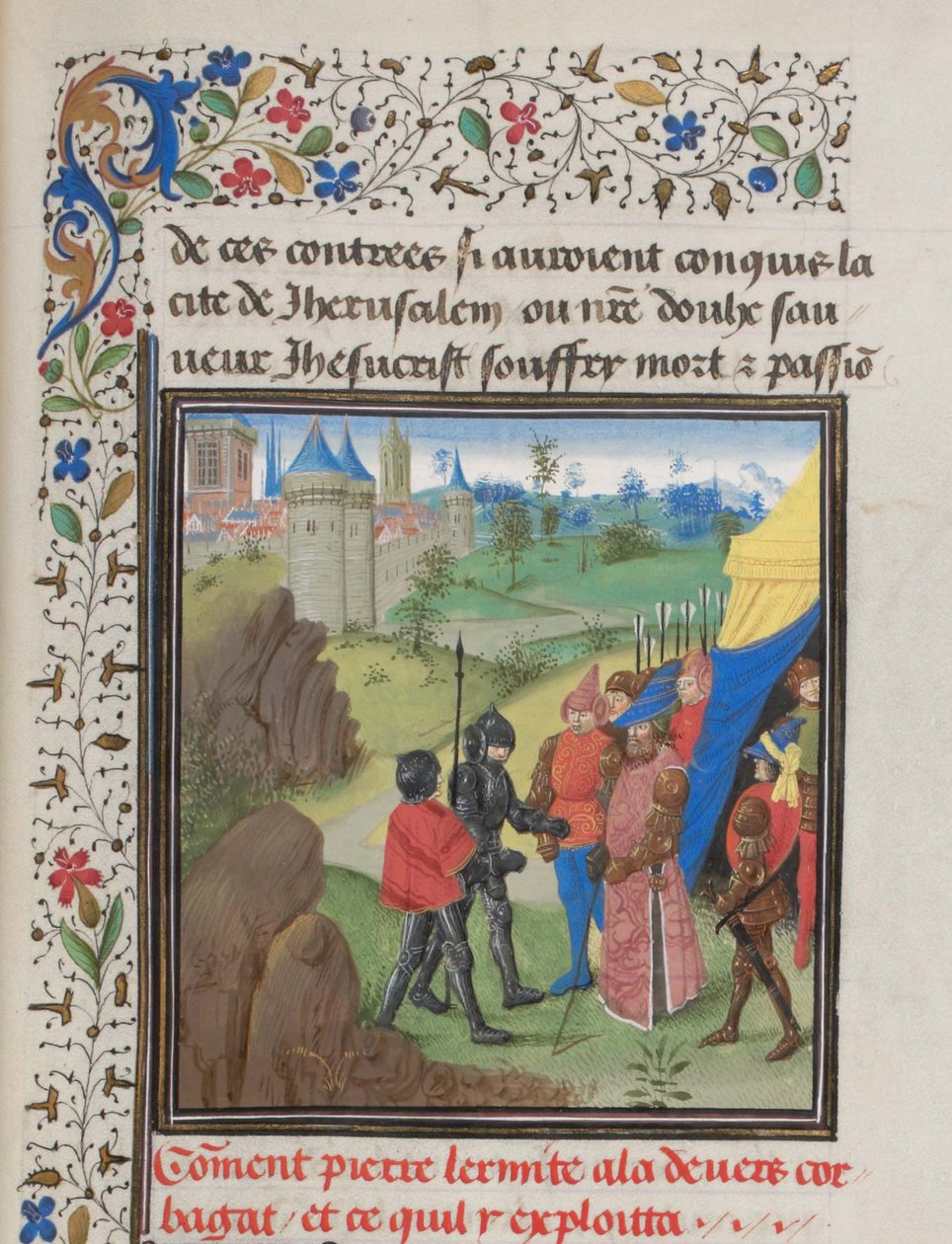 Pietari Erakon ja Herluinin suurlähetystö Kerboghaan. Vilhelmin Tyroksen pienoismalli Historiasta, 1460-luku tekijältä Unbekannt