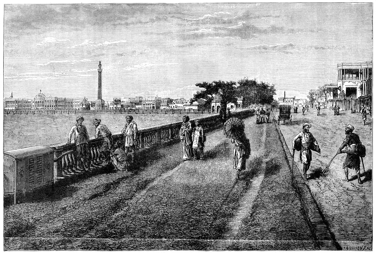Esplanadi ja hallitustalo, Kalkutta, Intia, 1800-luku tekijältä Unbekannt